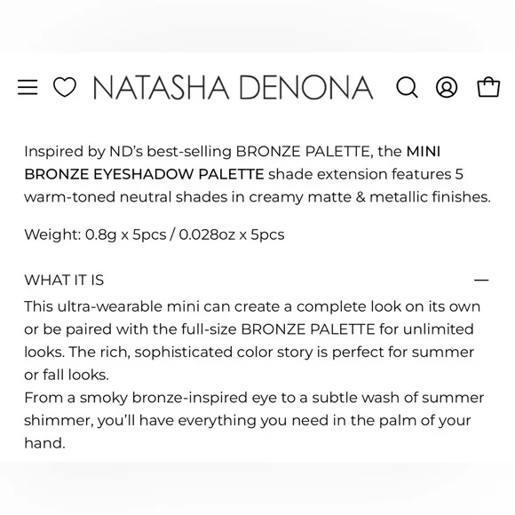 NATASHA DENONA MINI BRONZE EYESHADOW PALETTE **RETIRED** - BRAND NEW in the box! - Picture 5 of 16